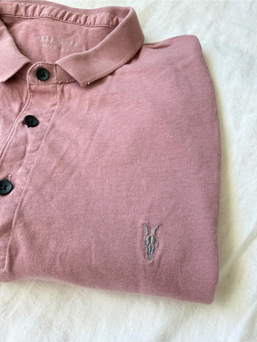 AllSaints Men's Dusty Pink Polo Shirt